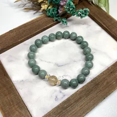 ルチルクォーツ&ビルマ翡翠  ブレスレット パワーストーン   / メンズ レディース 男性 女性 金運 仕事運 お守り ▲