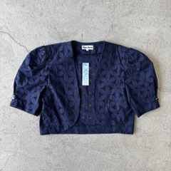 jacket / ネイビー パフスリーブジャケット 花模様 #a857
