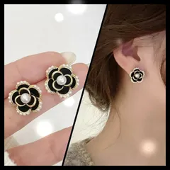 カメリア 両耳用 ラグジュアリー レディース ピアス 韓国スタイル