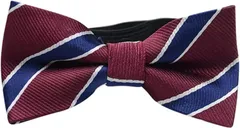 しあわせ倉庫 蝶ネクタイ キッズ 子供用 ストライプ 男の子 ボウタイ ワンタッチ フォーマル 結婚式 誕生日(ワインレッドネイビー)