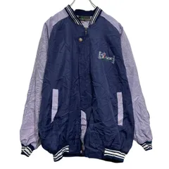 ジャケット XXXL グレー ライトパープル ビッグサイズ バッグプリント 刺繍 ラグラン ブルゾン 古着卸 アメリカ仕入 a703-6204