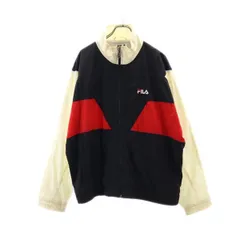 フィラ 90s オールド スポーツジャケット XL ブラック×レッド×アイボリー FILA 裏トリコット素材 ウインドブレーカー メンズ 古着 【231025】