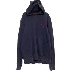 PUMA ロゴスウェット パーカー L ネイビー プーマ 裏パイル プルオーバー バックプリント 古着卸 アメリカ仕入 a611-5817