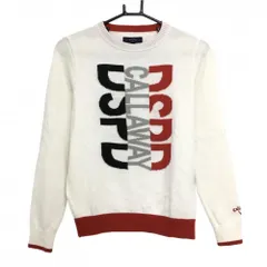 キャロウェイ セーター 白×レッド フロントロゴ ウール混 ニット レディース S ゴルフウェア Callaway