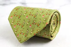 サルヴァトーレフェラガモ ブランド ネクタイ 総柄 動物柄 犬 シルク イタリア製 PO メンズ グリーン Salvatore Ferragamo 【中古】