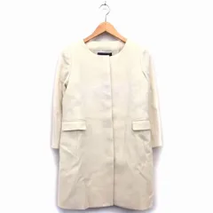 スマッキーグラム SmackyGlam ノーカラー コート ミディ丈 メルトン 無地 シンプル ウール混 アンゴラ混 4 アイボリー 白 /HT4