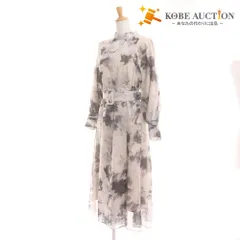 ■ SNIDEL スナイデル ロングワンピース 長袖 トップス マキシ丈 水彩 花柄 ベルト レディース 1 ホワイト ブラック