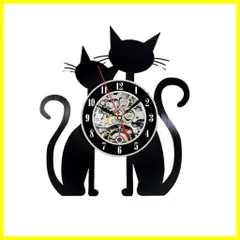 壁掛時計 掛け時計 黒猫 猫型 22.5W x 26.7H cm おしゃれな時計 静音 見やすい 猫 お洒落 インテリア おしゃれ時計 アンティーク かけ時計 時計 壁掛け レトロ 北欧 ブラック ホワイト リビング かっこいい