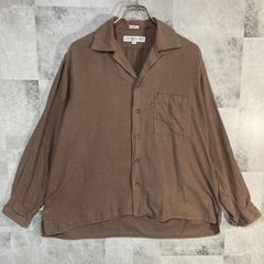 USA製 INDIVIDUALIZED SHIRTS インディヴィジュアライズド シャツ 長袖 オープンカラーシャツ コットン モカ  M