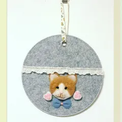 白茶ネコさん　ウォールポケット　壁掛け　手紙入れ