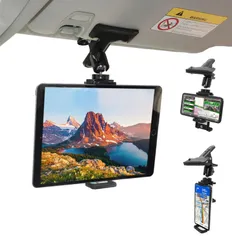 ZenCT 車載ホルダー クリップ式 スマホ/タブレットホルダー iPadスタンド 360度回転 サンバイザーにしっかり固定 後部座席 片手操作 車中泊 多機種対応 4.0-11インチ CT061のサムネイル