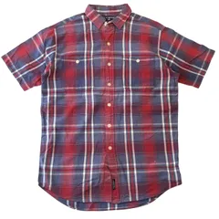 90s POLO SPORT LINEN S/S SHIRT ポロスポーツ ラルフローレン 半袖チェックシャツ M 赤×青 リネン混 麻 インド綿 古着