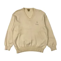 イタリア製 TRUSSARDI トラサルディ Vネック 長袖 コットン ニット セーター L/アイボリー メンズのサムネイル