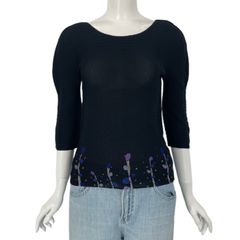 極美品 ME ISSEY MIYAKE ミーイッセイミヤケ カットソー 花柄 ブラック