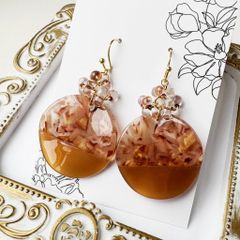 シェルオーバル×鈴丸♡水面プレート 華奢リング ピアス イヤリング
