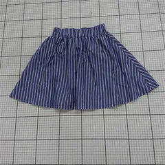 ◇ Θ グローバルワーク キッズ 子供服 ストライプ ミニ フレア スカート サイズ140cm ブルー ホワイト系 女の子 E  【1508260062992】