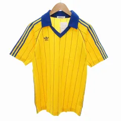 アディダス adidas タグ付き ヴィンテージ 80s 西ドイツ デサント製 ゲームシャツ トレフォイル スリーストライプ 半袖 O 黄 青 イエロー ブルー /HO△ 0314