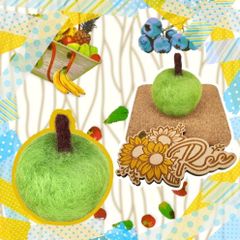 ハンドメイド　羊毛フェルト　あおリンゴ