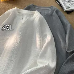 [3XL]秋冬 メンズ  服 シンプル ファッション オシャレ 大人 かっこいい 大きいサイズ ストリート 紳士服 Vネック 長袖 T シャツ 秋 ゆったり 厚手 スウェット アメカジ インナー トップス