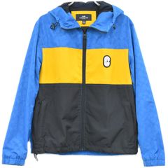 本物 コーチ COACH ポリエステル ウインドブレーカー アウター S ブルー ブラック オレンジ メンズ 衣類 洋服 中古 【フォロー割】