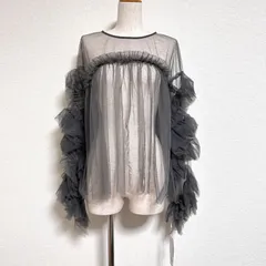 タグ付 ANDRESD decorative tulle tops デコラティブチュールトップス シアートップス チャコール オケージョン対応