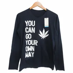 ルシアンペラフィネ LUCIEN PELLAT-FINET タグ付 ヘンプ/メッセージプリントTシャツ ロンT リーフ コットン 長袖 紺 ネイビー XS IBO68のサムネイル