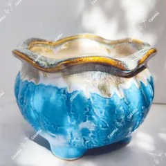 【セール】韓国 映え 花型 ブルー 植木鉢 おしゃれ 室内 陶器鉢 多肉 植物 鉢植え　激安 レア インテリア プレゼント 海外 盆栽 花瓶 おすすめ プランター 人気 デザイン 観葉植物