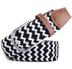 【ブラック×ホワイト】ベルト メッシュベルト ゴムメッシュベルト 穴なし メンズ レディース おしゃれ 編み込み 編み込みベルト ゴムベルト 無段階 サイズフリー ストレッチ ミックスカラー スポーツ ゴルフ カジュアル 太 紳士 送料無料 ギフト プレゼント