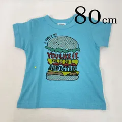 ap8249 BREEZE ブリーズ BABY ベビー Tシャツ 80 80cm ライトブルー ブルー 青 半袖 プリント クルーネック スナップボタン  春夏 ハンバーガー