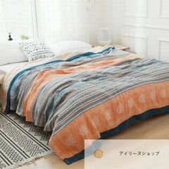 ☆ガーゼケット　北欧柄 花柄 シングル ブランケット　5重ガーゼ　綿100％　 ふわふわ　柔軟　冷房対策　肌に優しい#アイリーヌショップ