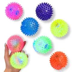 新品 【嬉しい 縁日 用品】 光る ピカピカ イガイガ ボール 笛付き 6種 アソート 12個 セット 〔 お祭り/イベント/子供会/露店/縁日 〕 景品 業務用 まとめ買い 【K-Bright感謝のカード】