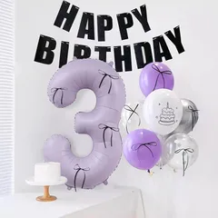 【新品】 GOPATY誕生日飾り付け 大きい数字バルーン付け バルーンスタンド誕生日飾り 風船セット 誕生日バルーン飾り 風船ホルダー バースデーデコレーション ナンバーバルーン 蝶結び オシャレ かわいい 1歳2歳3歳4歳5歳6歳7歳8歳9歳(パープル、 0