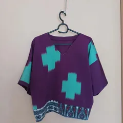 Vネックブラウス　着物リメイク「292」ハンドメイド