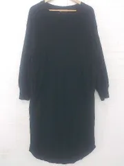 ◇ FREAK'S STORE フリークスストア シンプル ワッフル Vネック 長袖 膝下丈 ワンピース サイズF ブラック レディース P 1306120025022のサムネイル