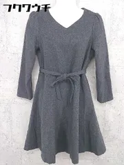 ◇ ◎ NATURAL BEAUTY BASIC バックジップ Vネック 長袖 膝丈 ワンピース サイズS ダークグレー レディース 【中古】 【1002802370717】