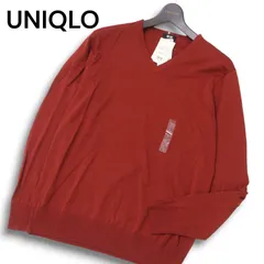 【新品 22AW】 UNIQLO ユニクロ 秋冬★ エクストラファインメリノ ウール100％ Vネック セーター ニット Sz.L メンズ 未使用