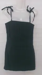 ◇ EVRIS エヴリス ギャル Y2K リボン キャミソール ミニ ワンピース サイズF ブラック レディース P  【1307150007569】