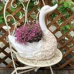 白鳥/プランター/鉢植え/置物/フランス Amazon.co.jp: Fmtop-JP ガーデンオーナメント 白鳥 花 ポット 植木鉢