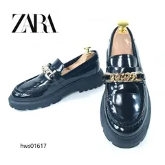 ZARAザラ トラックソールレザーローファー 38 ZARA - 極美品 ZARA ザラ 厚底 ローファー コインローファー 38