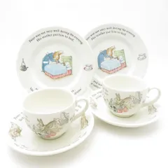 【未使用】ウェッジウッド ピーターラビット　カップ　プレート　黒壺　ブルーライン 未使用】ウェッジウッド ピーターラビット カップ プレート 黒壺