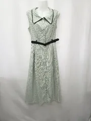 ◇ ⊂ REDYAZEL レディアゼル チェック柄 ノースリーブ 膝下丈 ワンピース サイズS グリーン系 マルチ レディース E  【1507160008512】