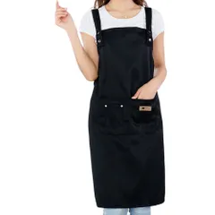 ☆ ブラック ☆ エプロン レディース メンズ おしゃれ エプロン レディース メンズ おしゃれ オシャレ 保育士 カフェエプロン ポケット付き はっ水 撥水 男女兼用 シンプル カジュアル h型 H型 きれいめ かわいい 可愛い キッチン 料理 無地 作業
