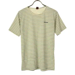 モンベル 日本製 アウトドア ボーダー 半袖 Tシャツ M ホワイト系×グリーン系 mont-bell メンズ