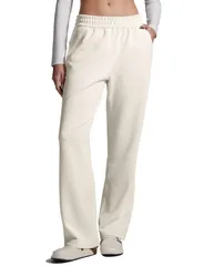 新生活応援SALEFitType:アジアフィット_Size:S Regular_Color:白あんず [CRZ YOGA] スウェットパンツ レディース ワイド ゆったり ハイウエスト ポケット付 引き紐付 春 秋 アジアフィット 股下28インチ/71センチ
