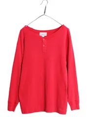 【お得なクーポン配布中!】 90s ラルフローレン ヘンリーネック 長袖 Tシャツ メンズ M / 90年代 オールド ポロ ロンT ポニー無し 無地 シングルステッチ リブ編み 赤