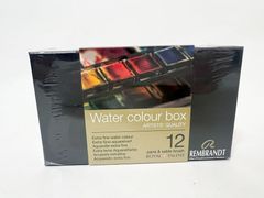 REMBRANDT レンブラント Water colour box 固形水彩絵具 12色セット ハーフパン12色 水彩画用筆 T0583-8612 新品