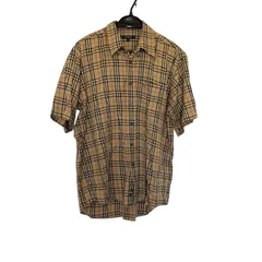 Z1527 BURBERRY バーバリー 半袖シャツ キャメル ベージュ チェック メンズ L 洗える コットン