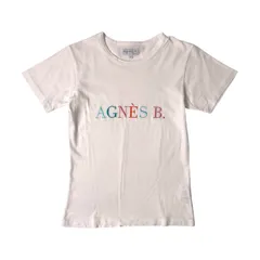 agnès b. アニエスベー ロゴ刺繍 半袖Tシャツ イ/ホワイト