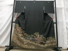 平和屋着物■豪華黒留袖　作家物　人物風景文　暈し染め　金彩　落款あり　正絹　逸品　CAAS1440xe