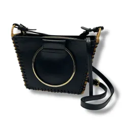 VIOLA d’ORO ヴィオラドーロ 2WAY ショルダーバッグ ハンドバッグ レザーバッグ かごバッグ カバン 鞄 切り替え ゴールドリング 黒 ブラック レディース 通年 ゴーゴー古着久喜倉庫店 No.1245